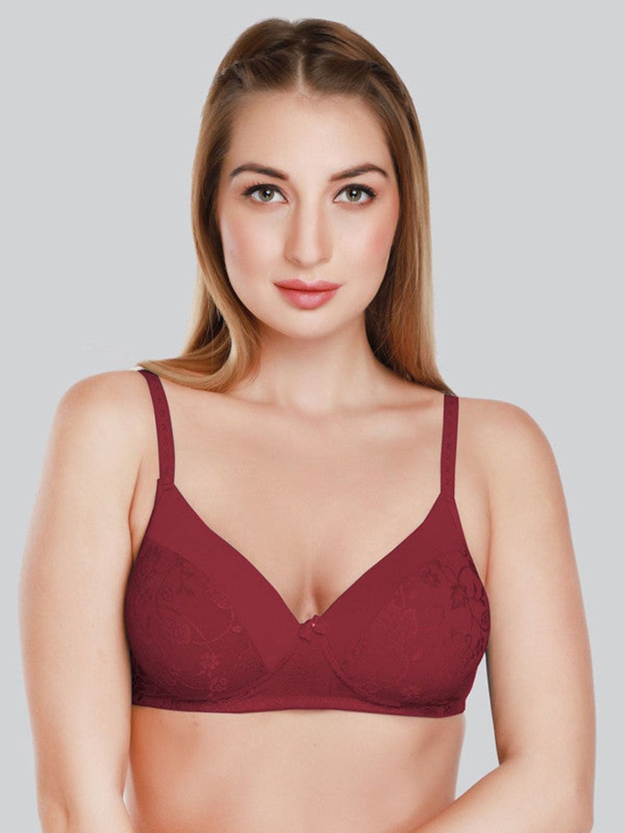 Bra Daisy Dee | Daisy Dee Padded Non Wired Full Coverage Bra Nvlr_ Maroon