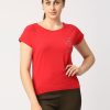 Sportswear Lovable | Women Crimson Solid Sports T-Shirt - Space Tee-Cr Red