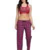 Nightwear Lovable | Women Cotton Checked Regular Fit Pajama - Flexi Comfort-Sq-Mr Maroon