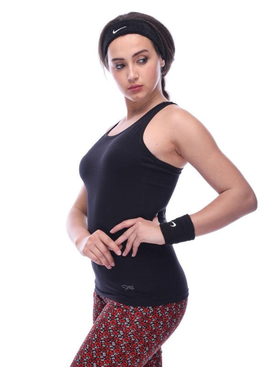 Sportswear Lovable | Women Solid Tops U0026 T-Shirts Racer Back Stretch_Bk Black