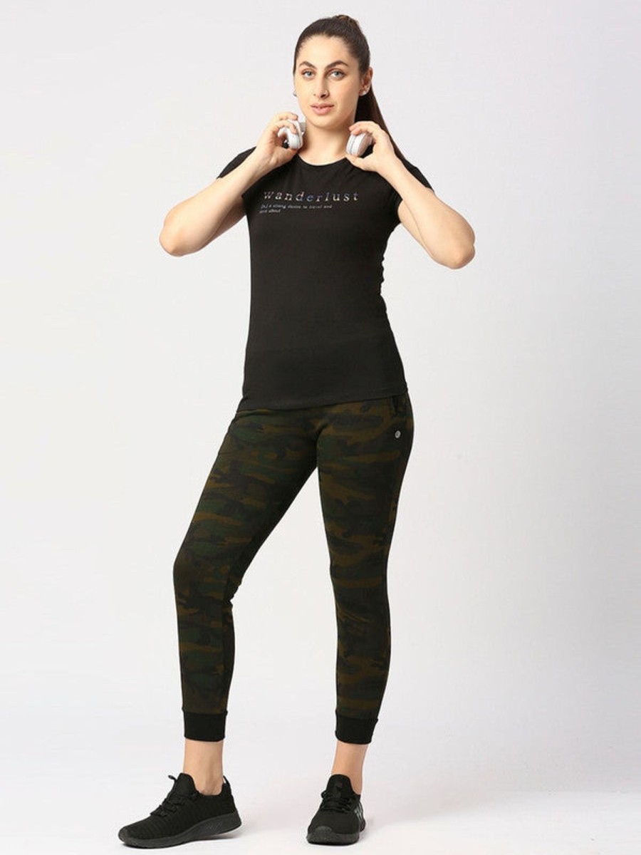 Sportswear Lovable | Women Solid Sports Top - Balance Tee-Bk Black