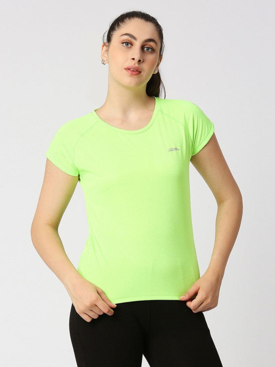 Sportswear Lovable | Women Neon Solid Top - Adventure Tee Mk-Ng Green