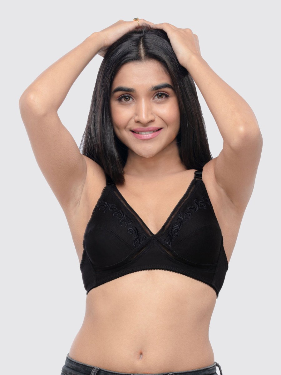 Bra Lovable | Lovable Non Padded Non Wired Full Coverage Bra L0296_ Black