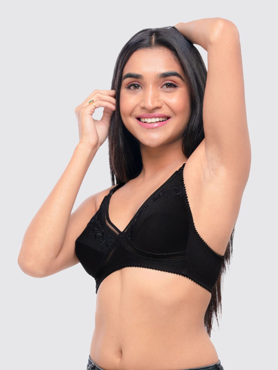 Bra Lovable | Lovable Non Padded Non Wired Full Coverage Bra L0296_ Black