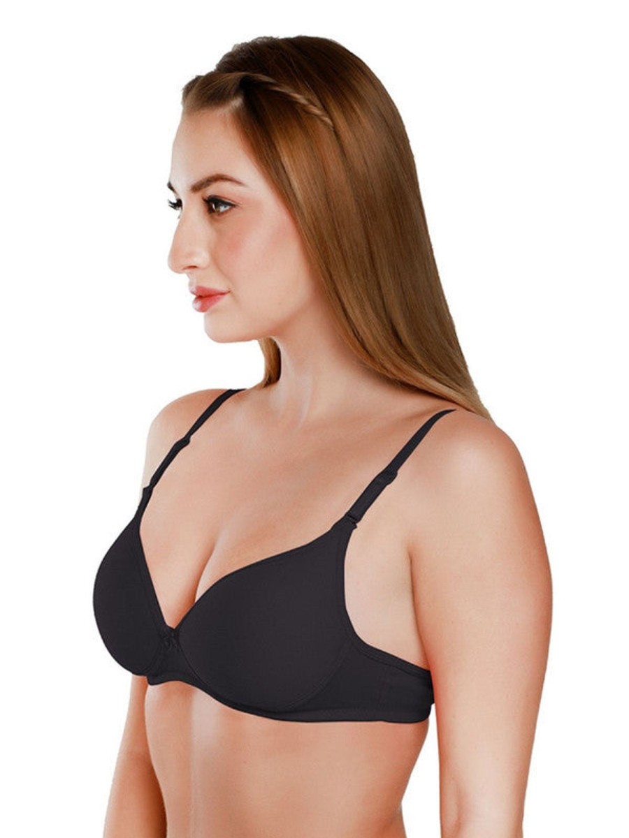 Bra Daisy Dee | Daisy Dee Padded Non Wired 3/4Th Coverage Everyday Bra Nmsti_ Black