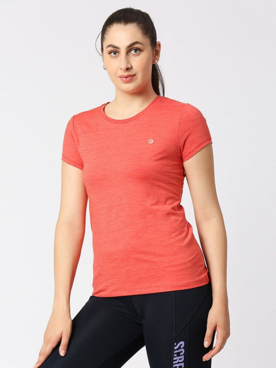 Sportswear Lovable | Women Solid Top - 4W-Cruiser Tee-Cr Red