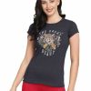 Sportswear Lovable | Women Melange Regular Fit Printed T-Shirt - Star Max Tee-Bl-Ml Blue