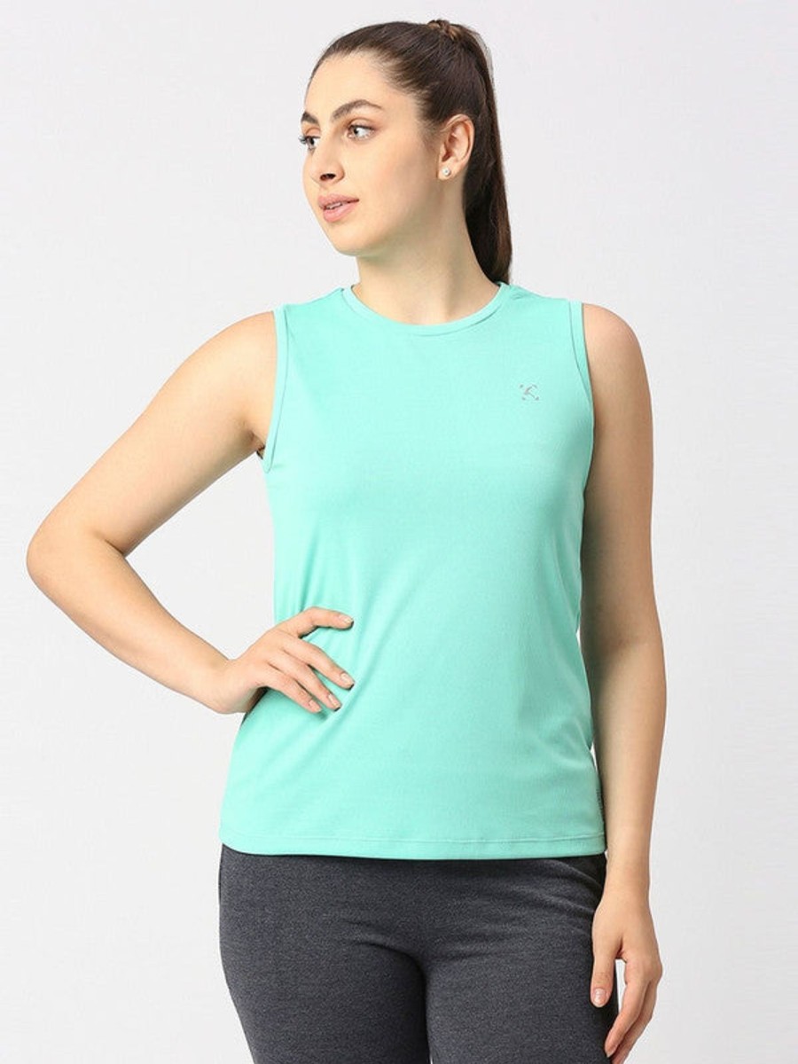 Sportswear Lovable | Women Aqua Solid Top - Ebb To Street-Rk-Aq Green