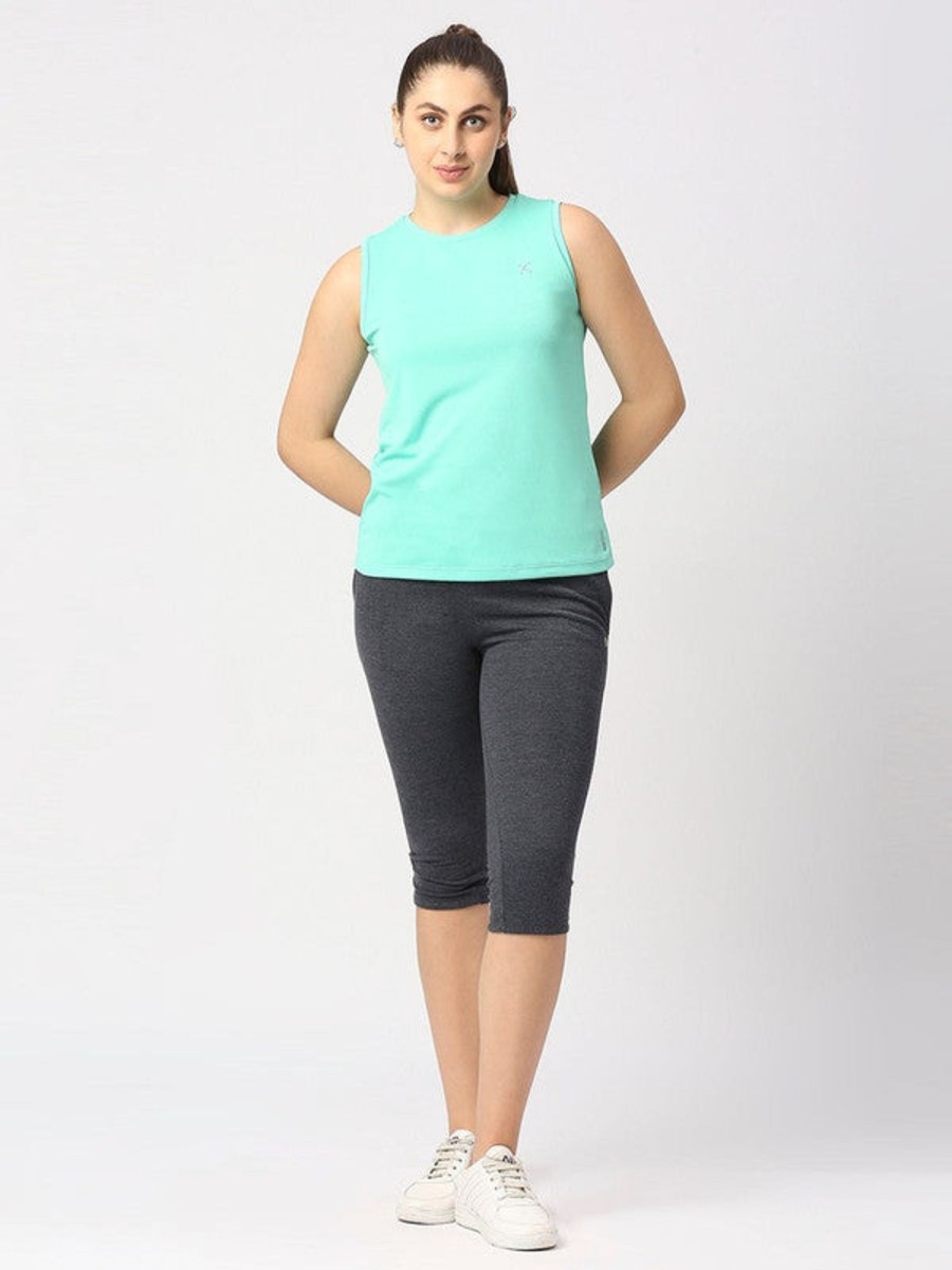 Sportswear Lovable | Women Aqua Solid Top - Ebb To Street-Rk-Aq Green