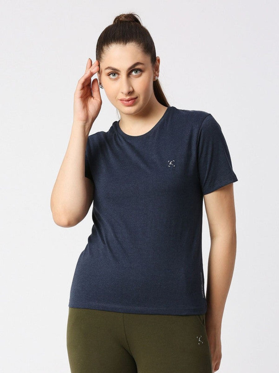 Sportswear Lovable | Women Melange Solid Top - Rush Tee-C-Bl-Ml Blue