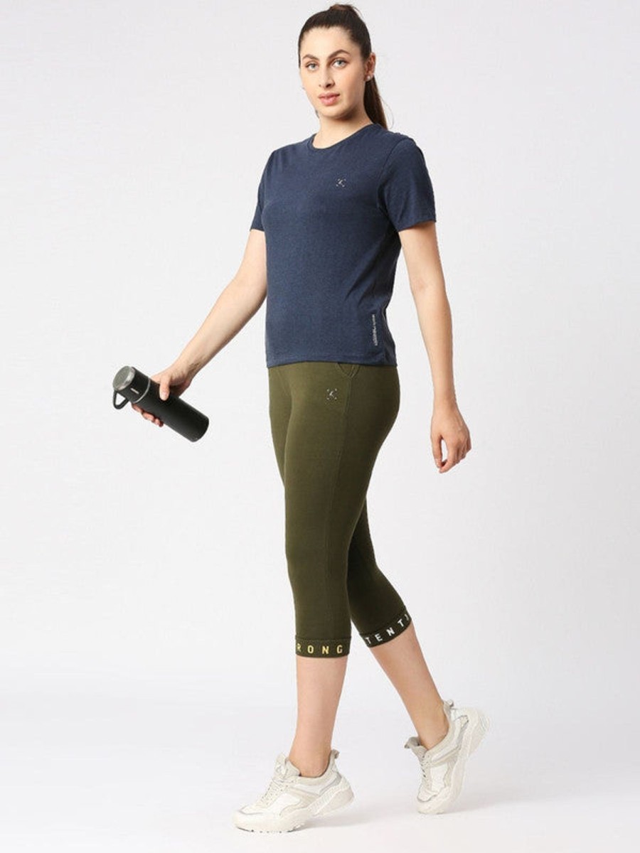 Sportswear Lovable | Women Melange Solid Top - Rush Tee-C-Bl-Ml Blue