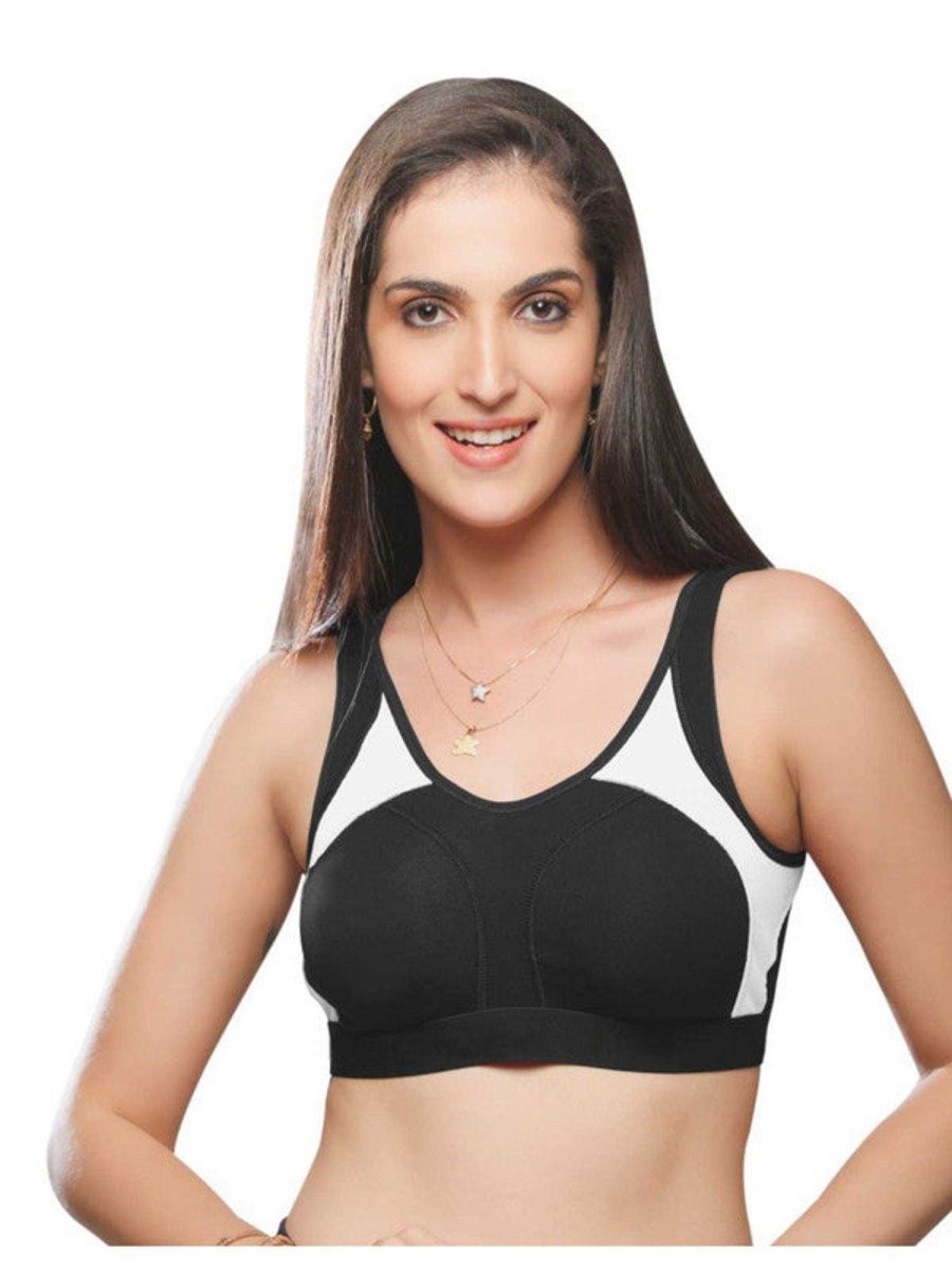 Sportswear Lovable | Lovable Black-White Padded Non Wired Full Coverage Sports Bra L3516_Black-White Multicolor