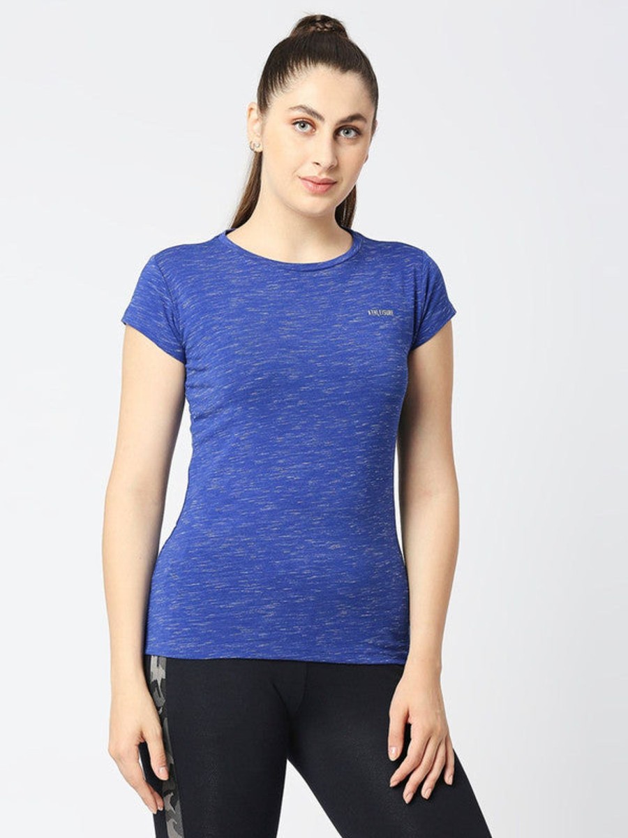 Sportswear Lovable | Women Royal Regular Fit Solid Top - C.Neck Tee Meu0026My-Royal Blue