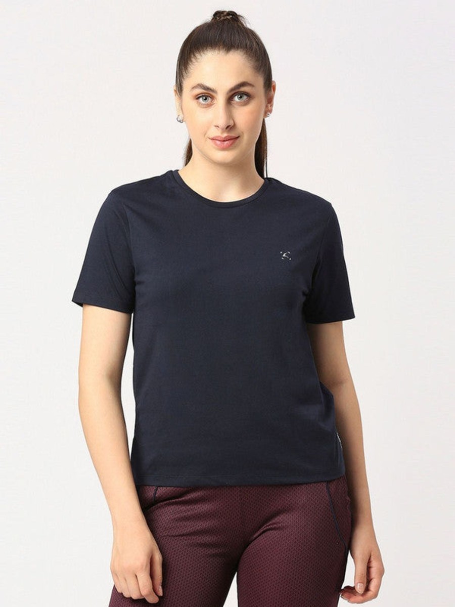 Sportswear Lovable | Women Blue Solid Top - Rush Tee-C-Nb Navy