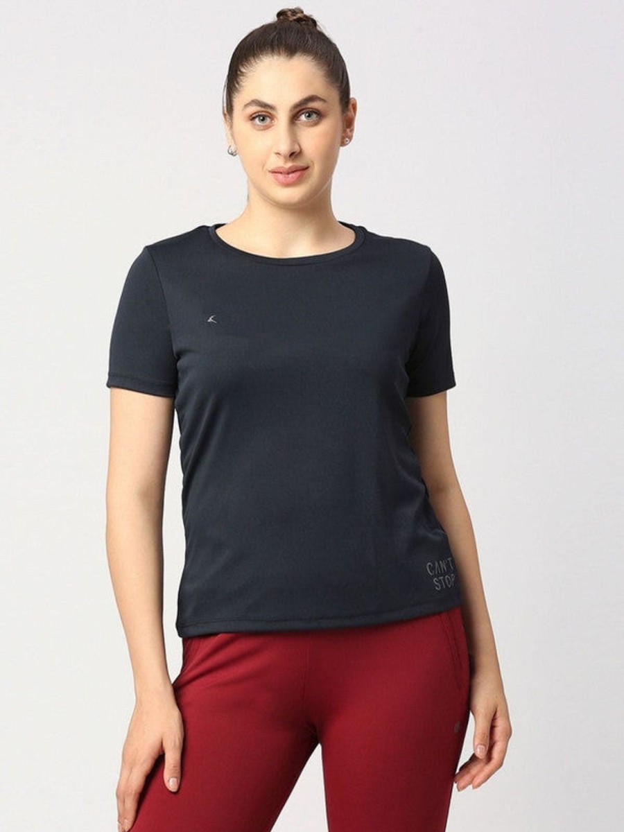 Sportswear Lovable | Women Blue Solid Regular Fit Sports T-Shirt - Ventura Tee-Ny Navy