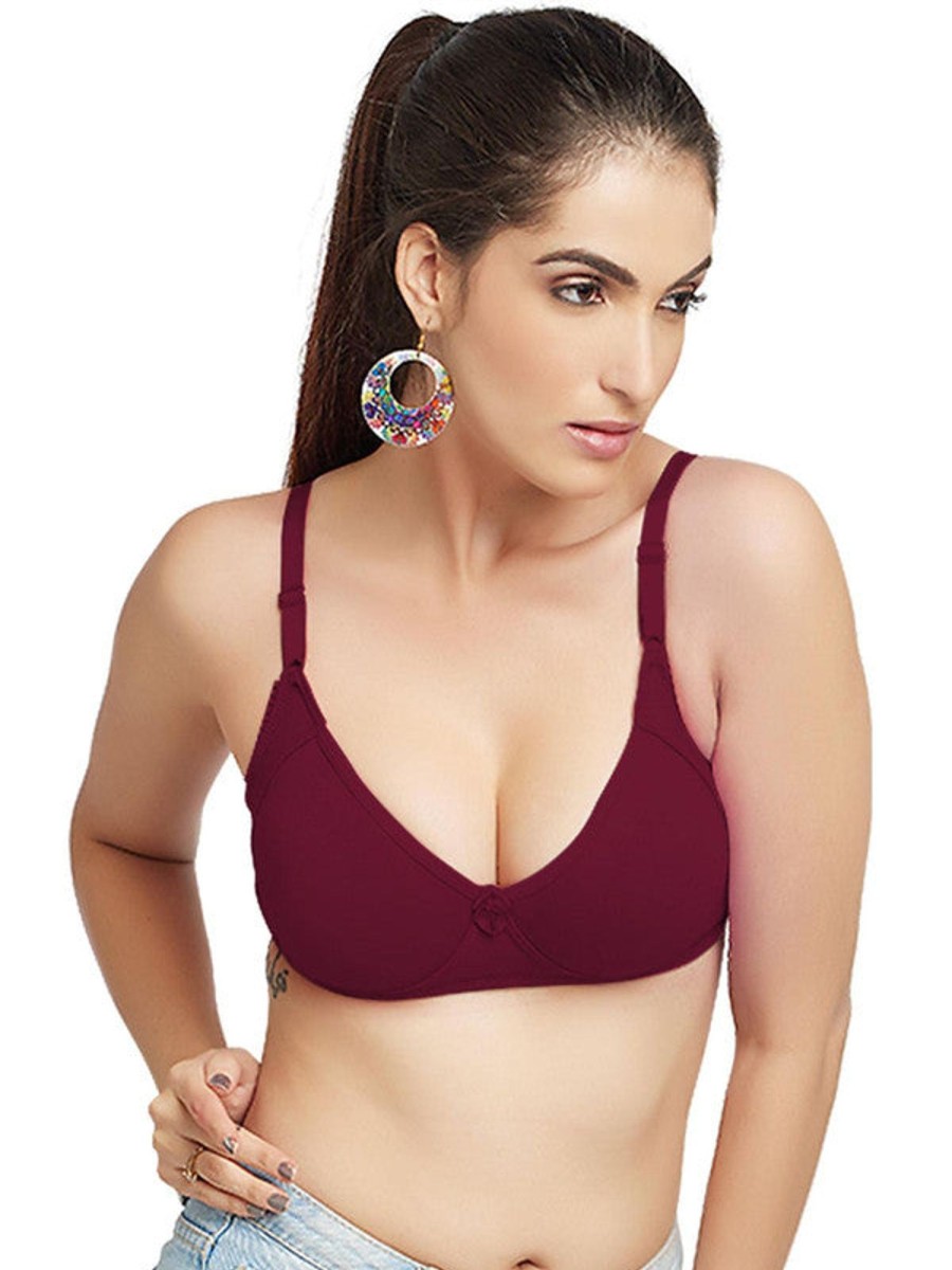 Bra Lovable | Lovable Dark Non Padded Non Wired Full Coverage Bra Contours_D Maroon