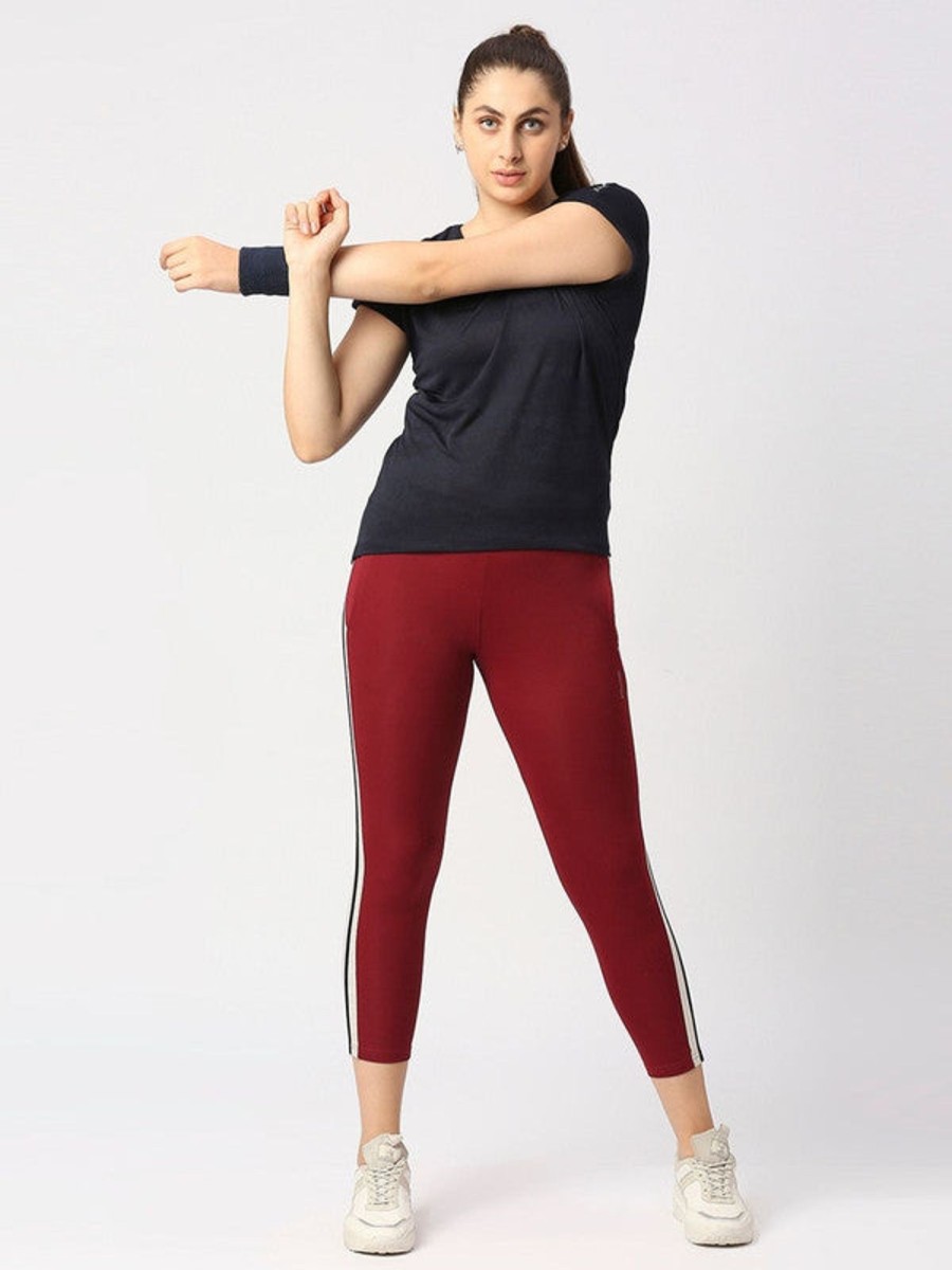 Sportswear Lovable | Women Solid Ankle Length Tights - Btr Track-Mr Maroon