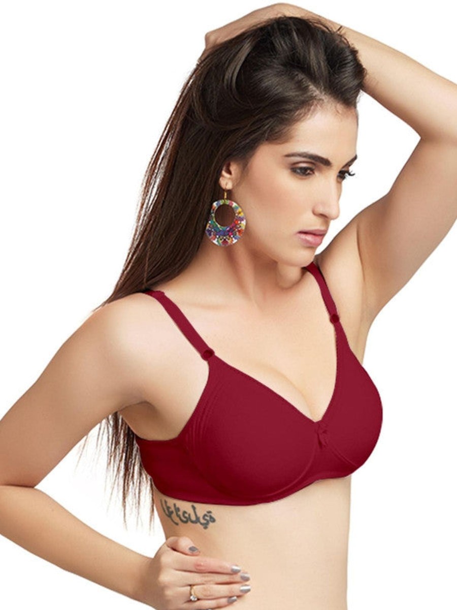 Bra Lovable | Lovable Wine Non Padded Non Wired Full Coverage Bra Classic - Wine Maroon