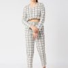 Nightwear Lovable | Women Checkered Regular Fit Nightwear Set - Moon Drift-006 Bb-Gr Grey