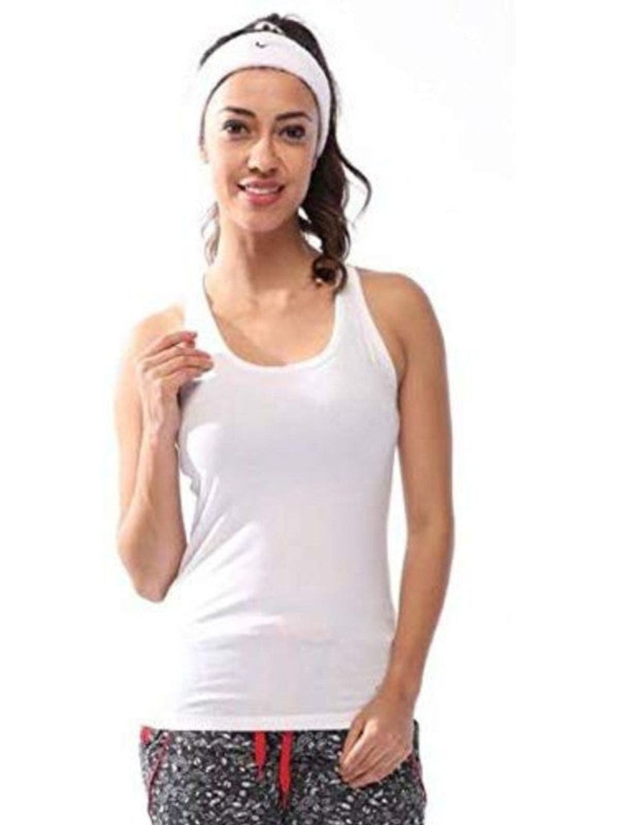 Sportswear Lovable | Women Solid Tops U0026 T-Shirts Racer Back Stretch_Wh White