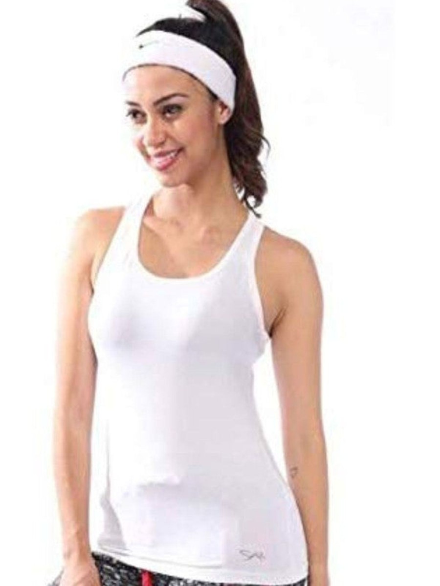 Sportswear Lovable | Women Solid Tops U0026 T-Shirts Racer Back Stretch_Wh White