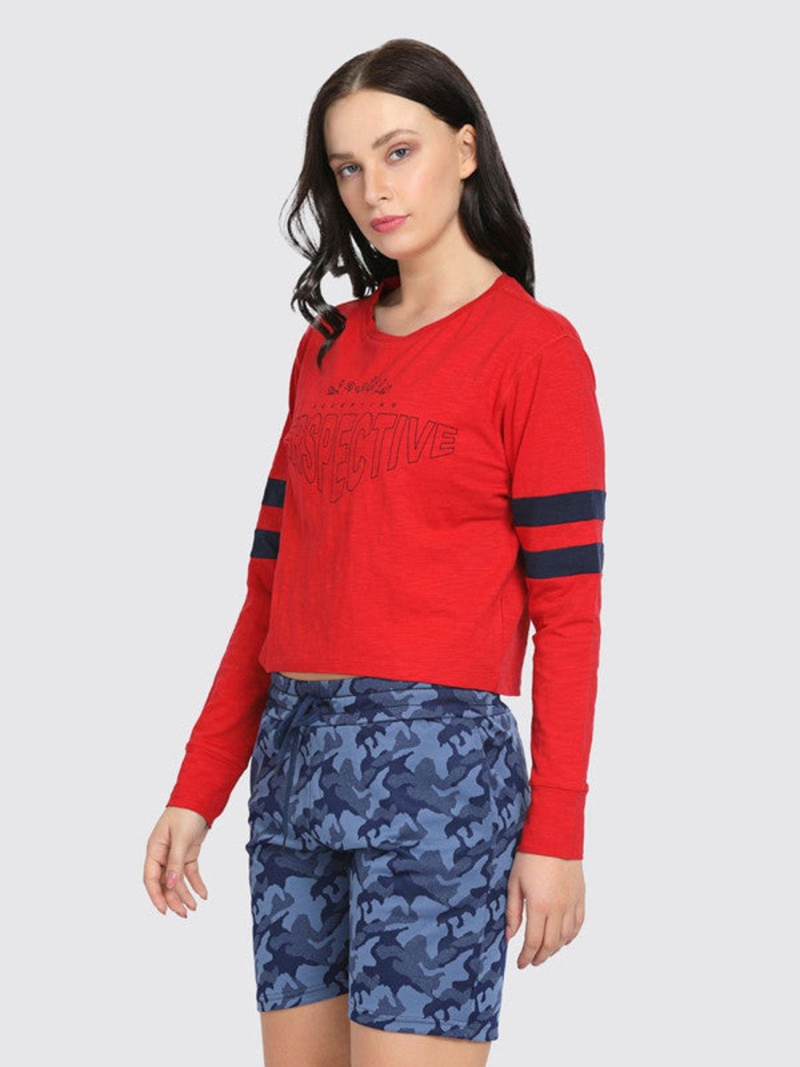 Sportswear Lovable | Women Crimson Printed Tops U0026 T-Shirts Boundless Top_Crimson Red