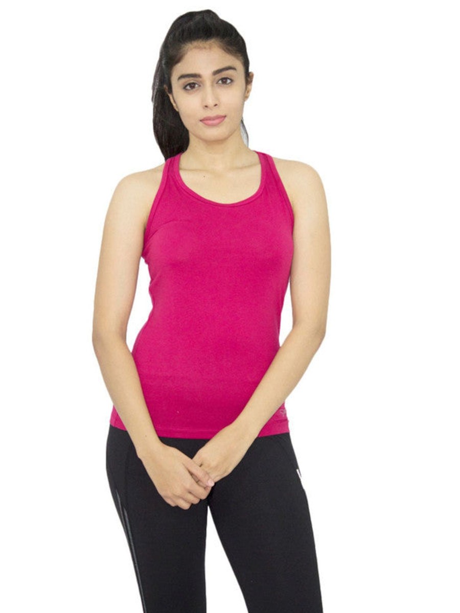 Sportswear Lovable | Women Fuchsia Solid Tops U0026 T-Shirts Racer Back Stretch_Fu Pink