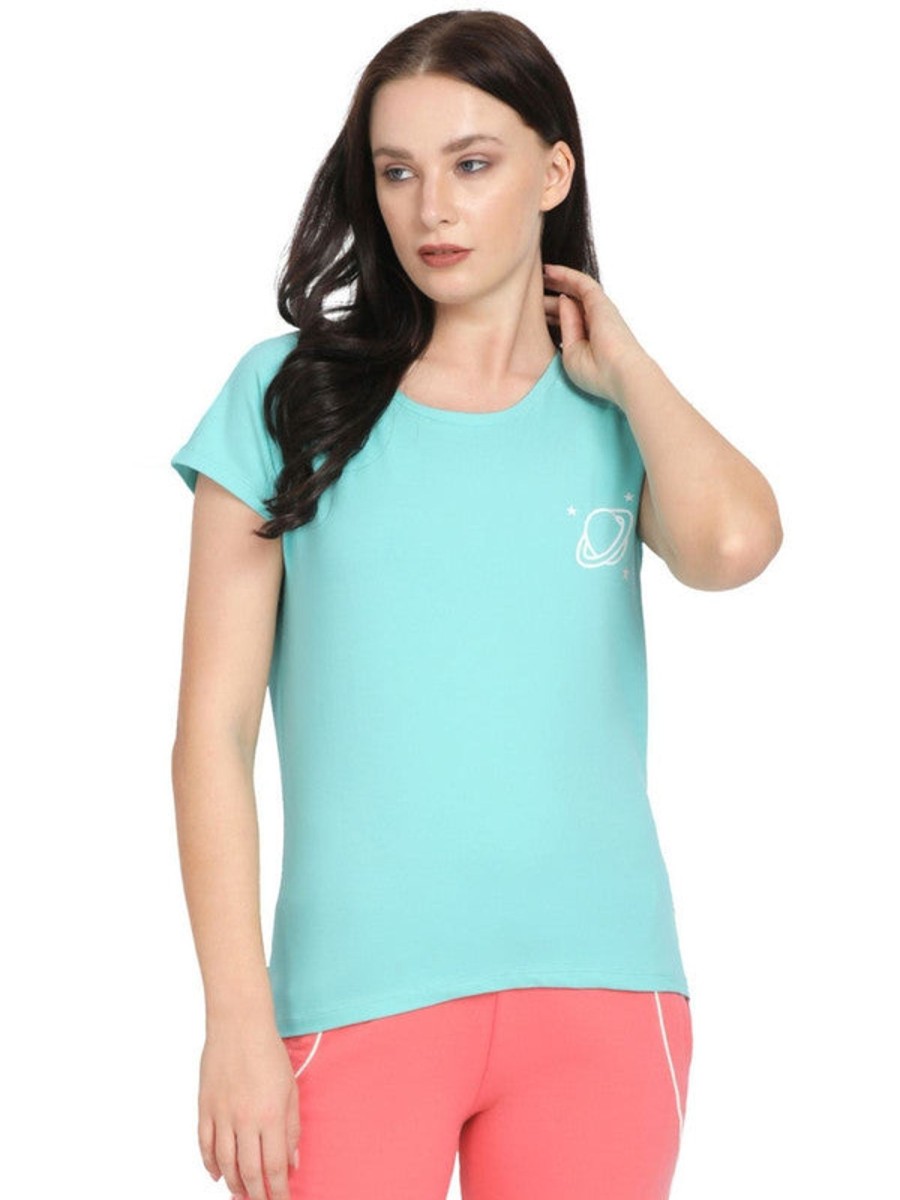 Sportswear Lovable | Women Neo Solid Sports T-Shirt - Space Tee-Nm Mint