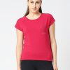 Sportswear Lovable | Women Fuchsia Solid Sports T-Shirt - Space Tee-Fu Pink