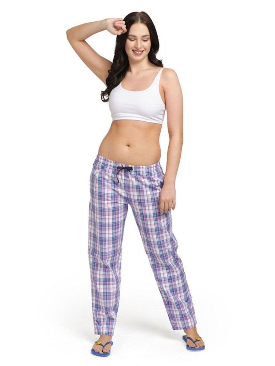 Nightwear Lovable | Women Cotton Checked Regular Fit Pajama - Flexi Comfort-Sq-Gs Purple