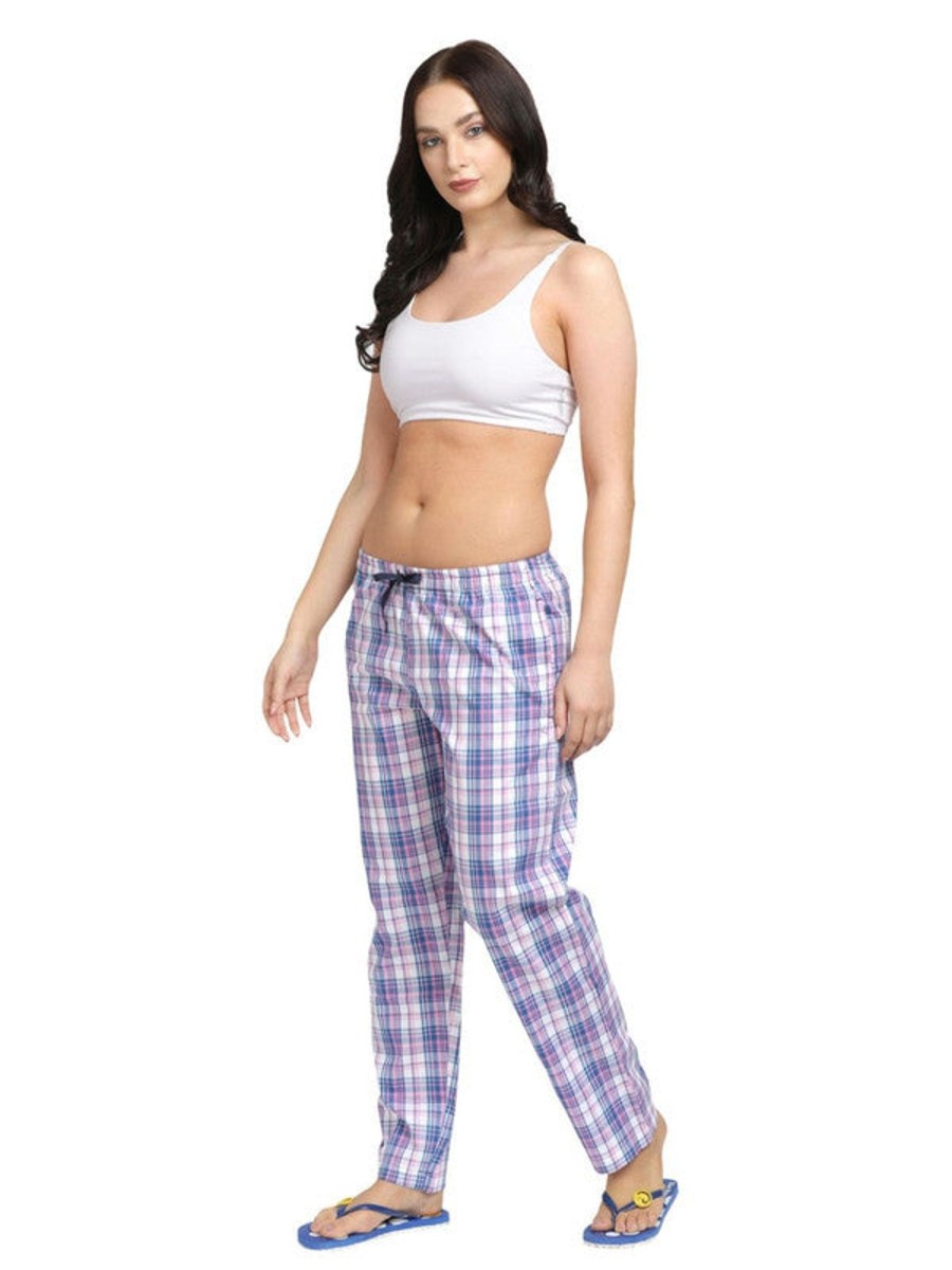 Nightwear Lovable | Women Cotton Checked Regular Fit Pajama - Flexi Comfort-Sq-Gs Purple