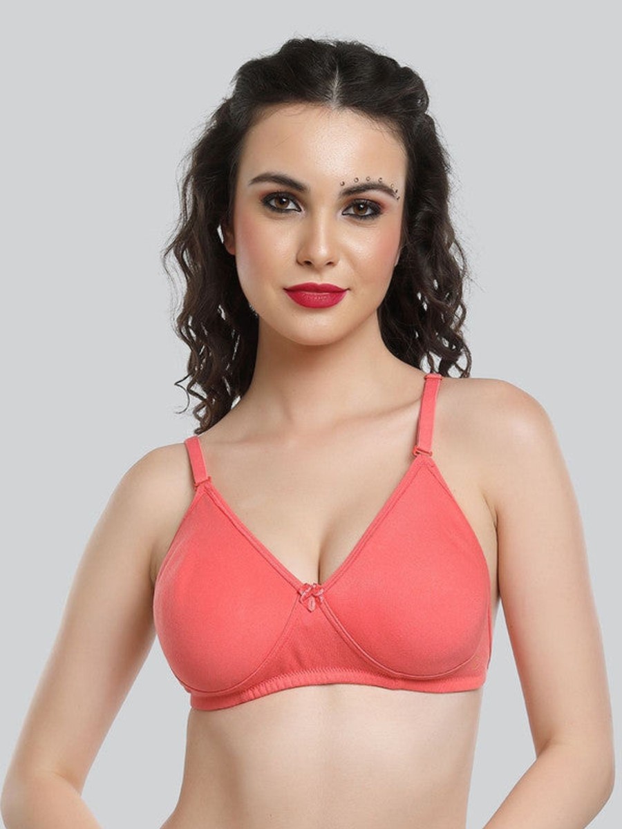 Bra Lovable | Lovable Carrot Non Padded Non Wired Full Coverage Bra Le-230-Carrot Coral