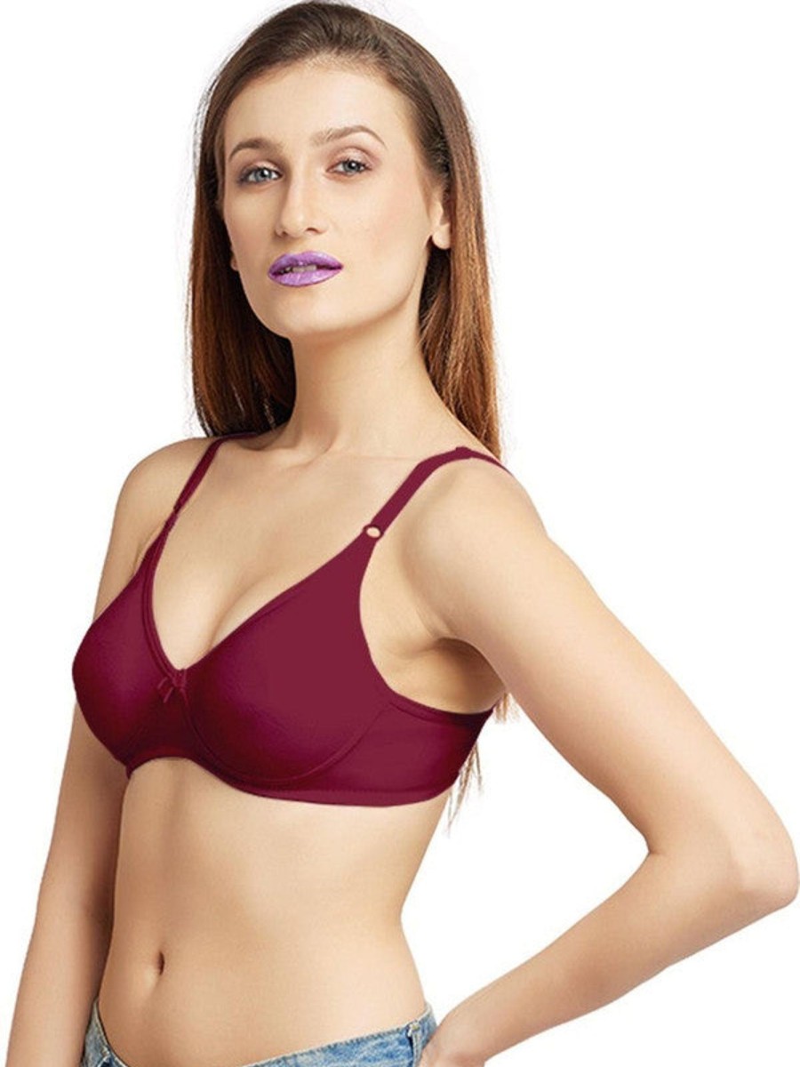 Bra Lovable | Lovable Non Padded Non Wired Full Coverage Bra Ultra Maroon