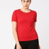 Sportswear Lovable | Women Solid Top - Crescent Crew-Cr Red