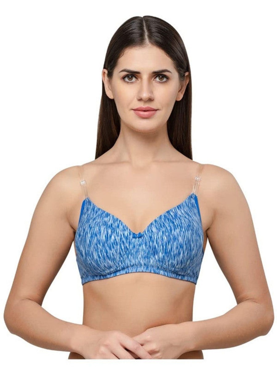 Bra Daisy Dee | Daisy Dee Navy Melange Padded Non Wired Full Coverage Bra Nsgnra_Ny/Mlg Blue