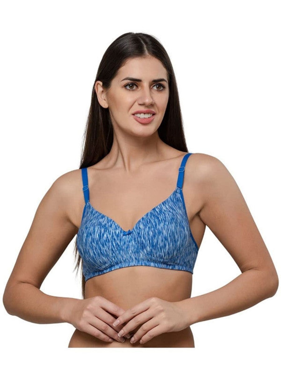 Bra Daisy Dee | Daisy Dee Navy Melange Padded Non Wired Full Coverage Bra Nsgnra_Ny/Mlg Blue