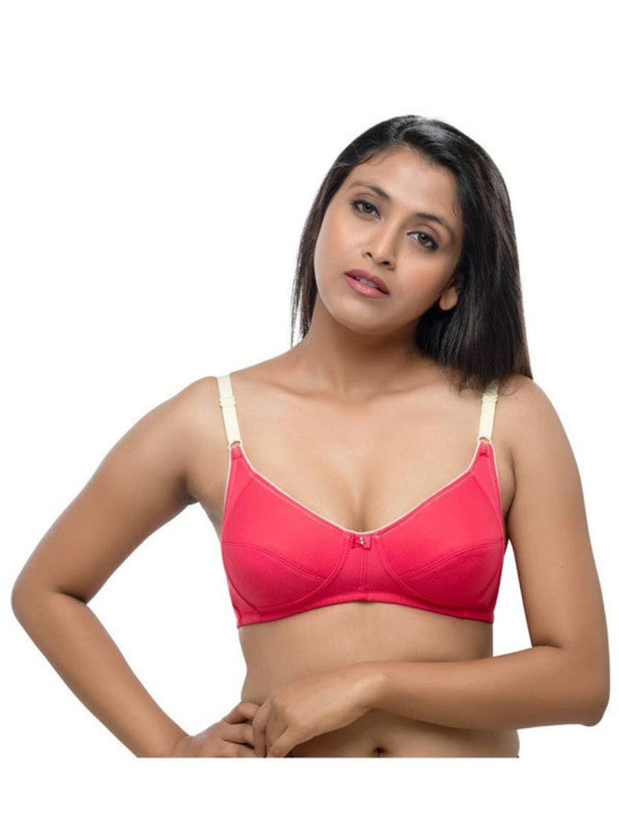 Bra Daisy Dee | Daisy Dee Crimson Non Padded Non Wi 3/4Th Coverage Bra -Diya_Crimson Red