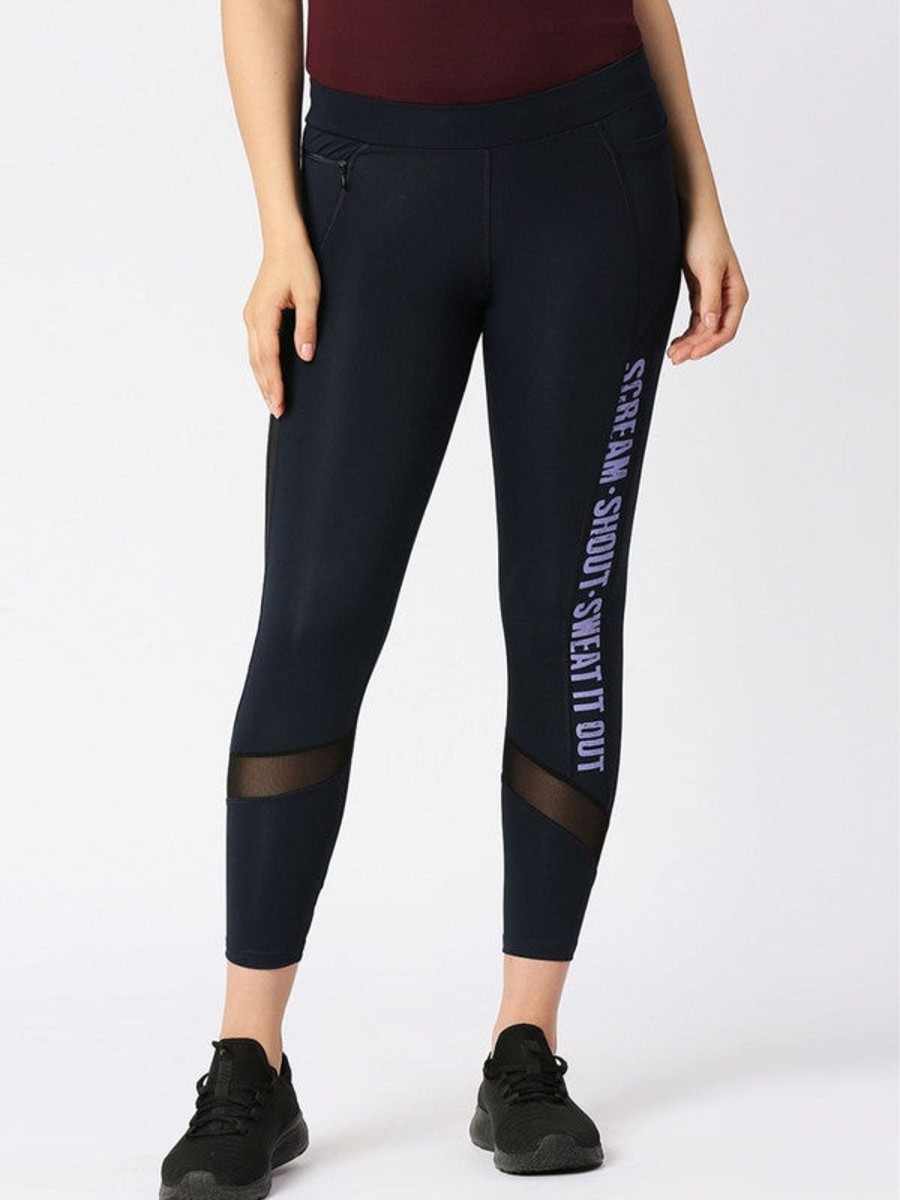 Sportswear Lovable | Women Blue Solid Tights - Run Time Track-Nb Navy