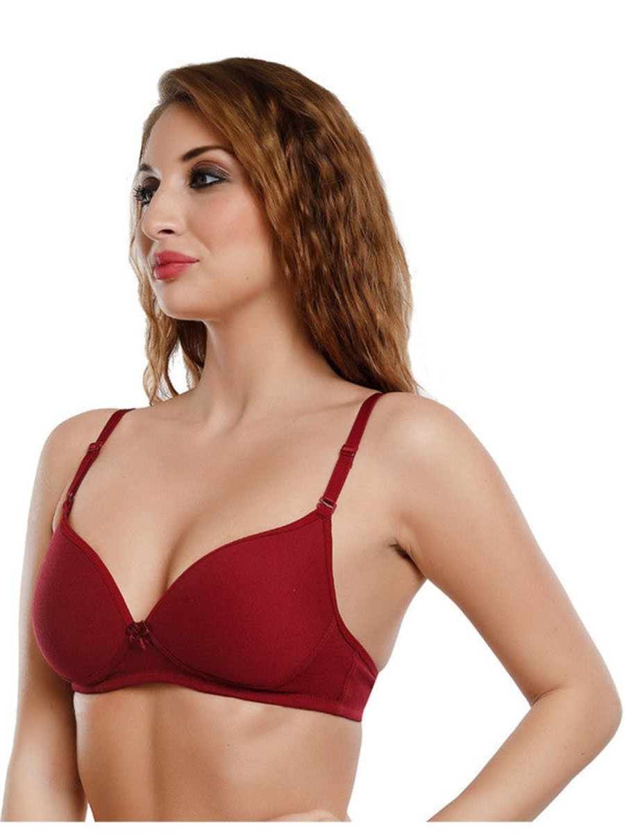 Bra Daisy Dee | Daisy Dee Padded Non Wired 3/4Th Coverage Everyday Bra Nmsti_ Maroon