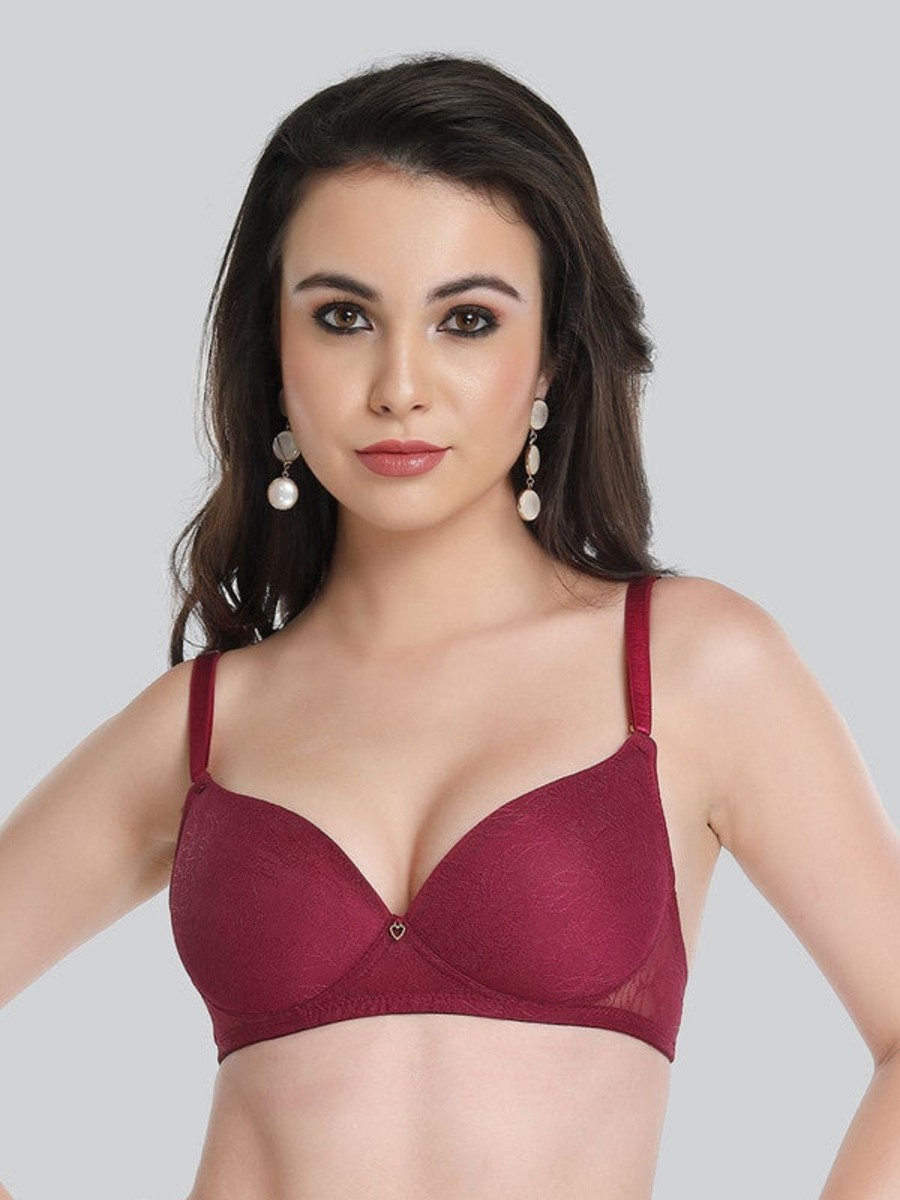 Bra Lovable | Lovable Raspberry Padded Non Wired 3/4Th Coverage Bra Le-224-Raspberry Pink