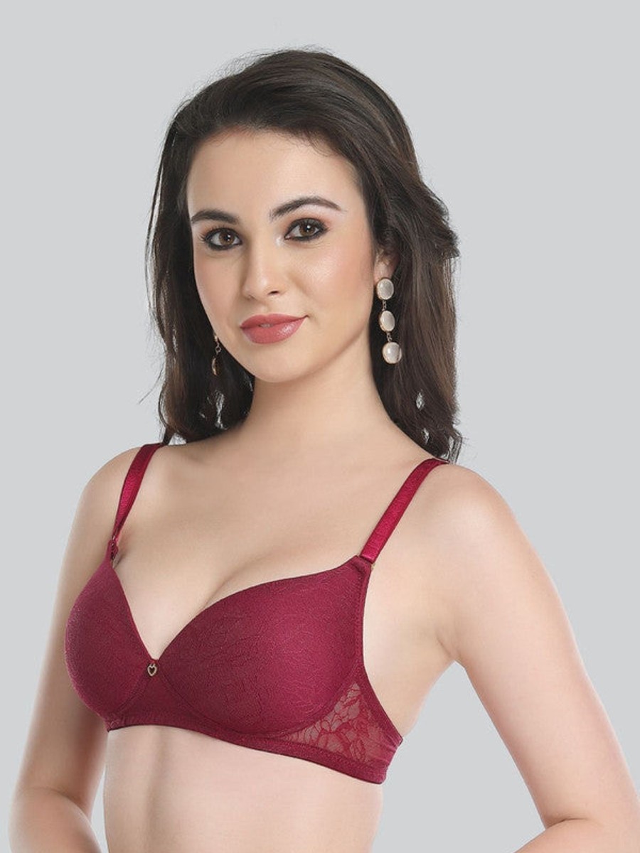 Bra Lovable | Lovable Raspberry Padded Non Wired 3/4Th Coverage Bra Le-224-Raspberry Pink