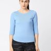 Sportswear Lovable | Women Sea Melange Solid T-Shirt - Duvet Tee-Sb-Ml Blue