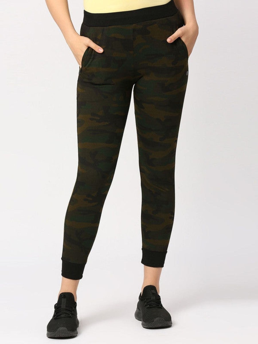 Sportswear Lovable | Women Camouflage Printed Joggers - Zip Track-Camo-Og Olive