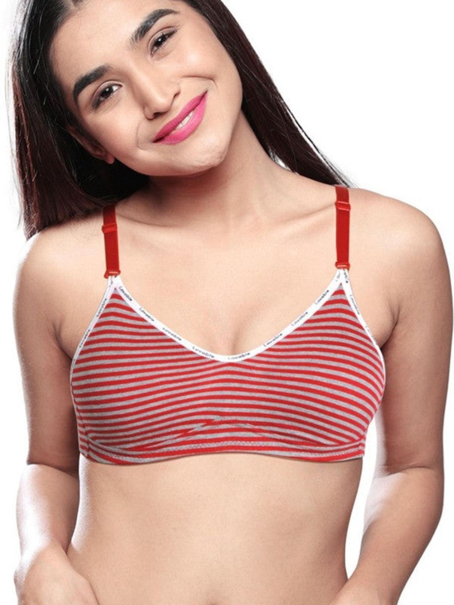 Bra Lovable | Lovable Red-Grey Non Padded Non Wired Full Coverage Bra Nexa 1_Red-Grey Multicolor