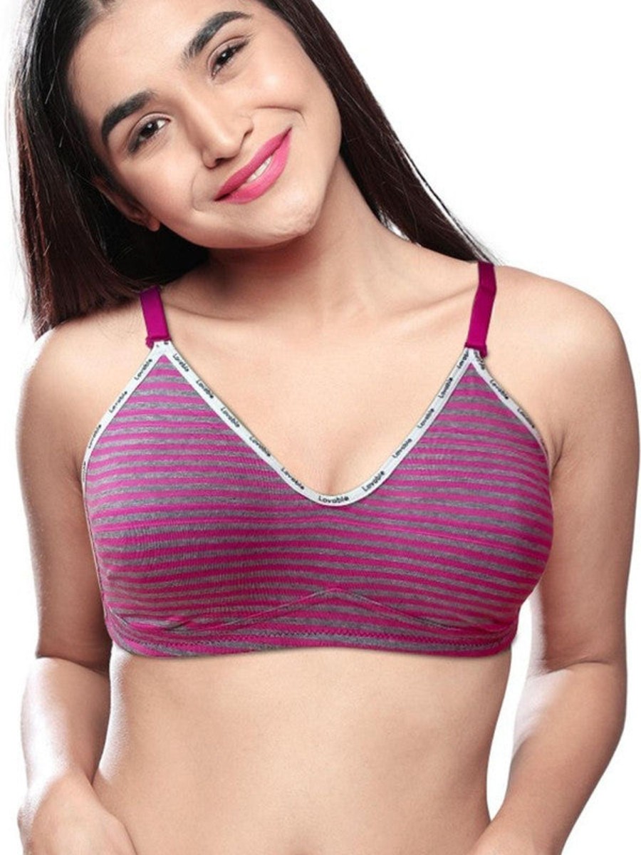 Bra Lovable | Lovable Pink-Grey Non Padded Non Wired Full Coverage Bra Nexa 6_Pink-Grey Multicolor