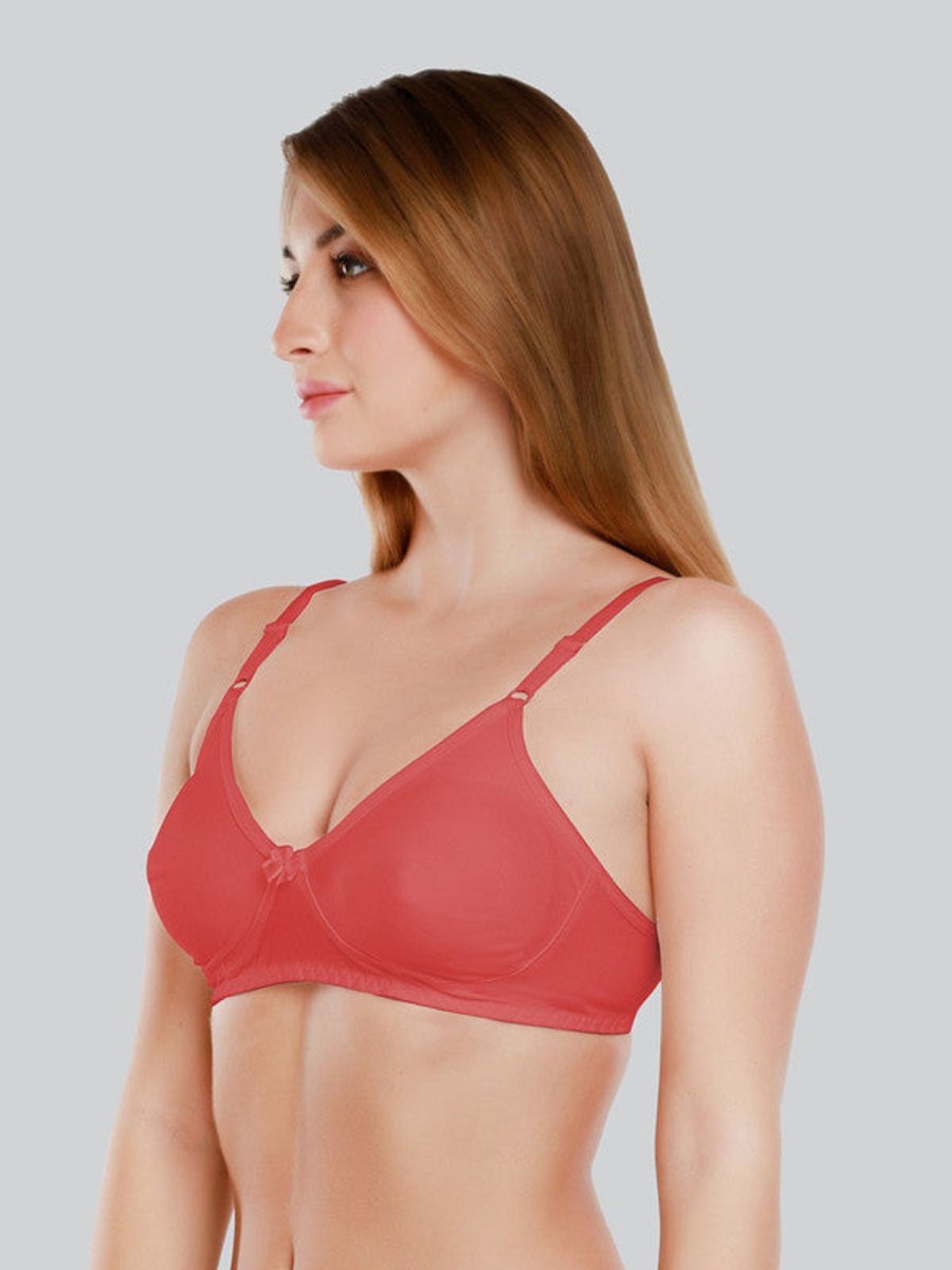 Bra Daisy Dee | Daisy Dee Carrot Pink Non Padded Non Wired Full Coverage Bra Nlbla_Carrot Coral