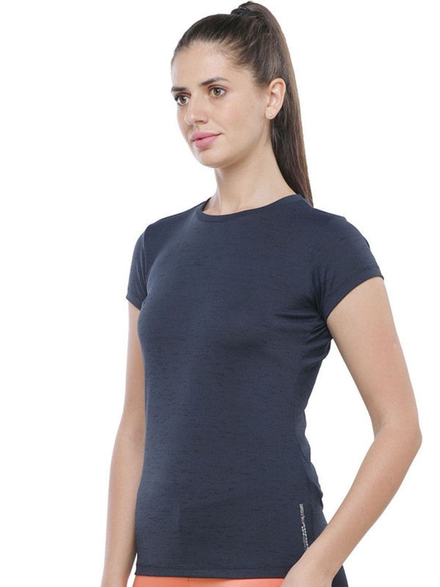 Sportswear Lovable | Women Regular Fit Solid Top - Crew Neck Tee-Slm-Ny Navy