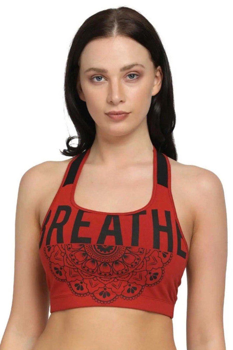 Bra Lovable | Lovable Padded Non Wired Full Coverage Sports Bra Mantra-Print Orange