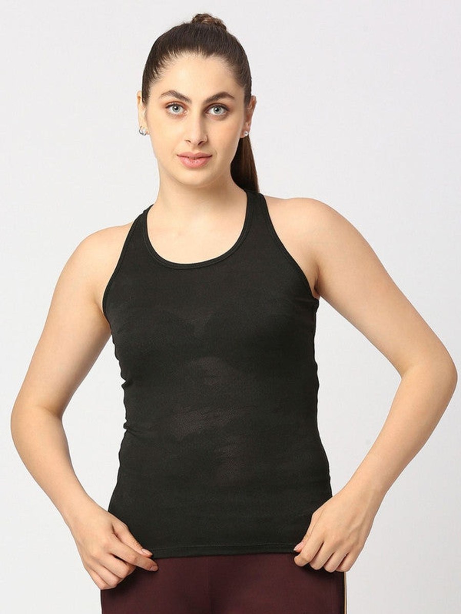 Sportswear Lovable | Women Solid Top - Adventure Racer Back-Bk Black