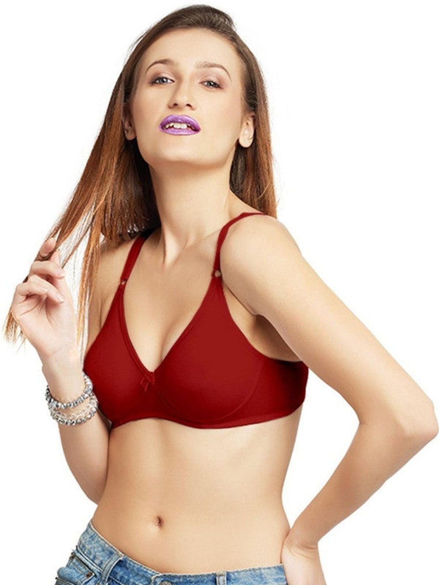 Bra Lovable | Lovable Dark Non Padded Non Wi Full Coverage Bra Ultra-Dark Red